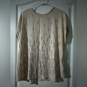Elegant Beige Sequin Women's Top